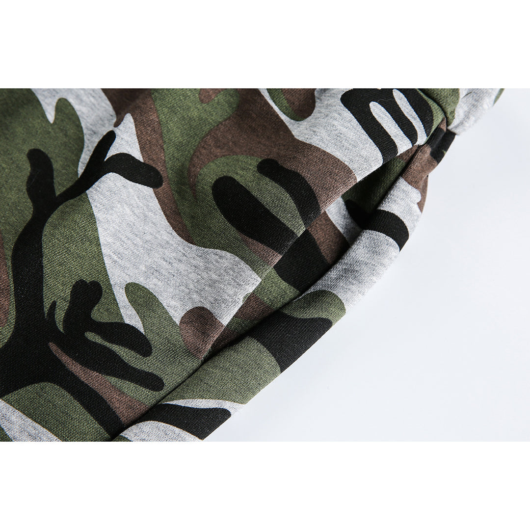 Damen Midi-Rock im Camouflage-Style mit elastischem Bund und Kordelzug Drune