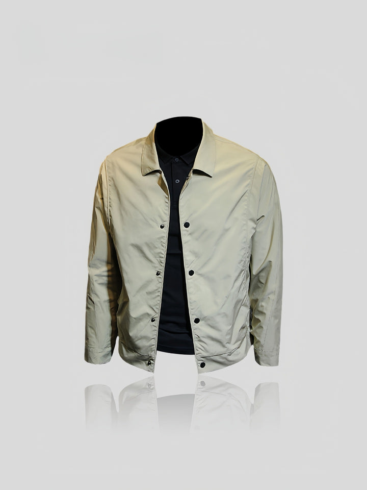 Herren Leichte Coachjacke mit Druckknopfleiste, Hemdkragen & windabweisender Mikrofaser Drune