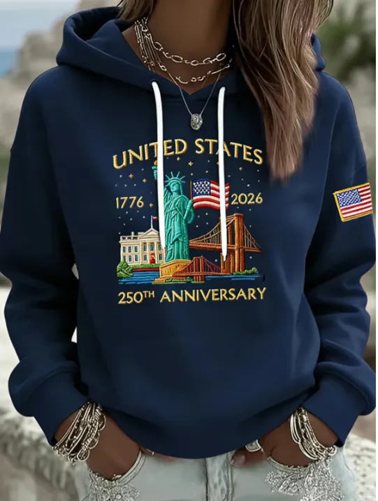Damen Kreativer Kapuzenpullover mit einzigartigem Statuesque-Motiv Drune