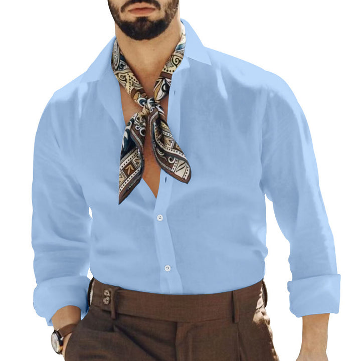 Herren Elegantes Hemd mit modischem Halstuch Drune