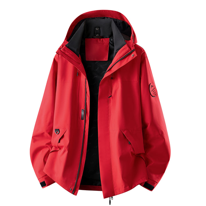 Herren Wasserabweisende Oversize-Outdoorjacke mit Kapuze, atmungsaktivem Softshell & Utility‑Taschen Drune