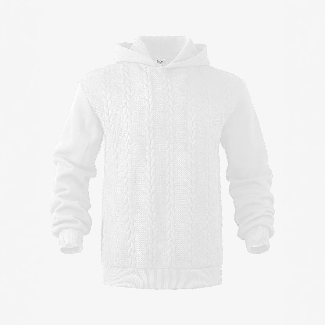 Herren nan Kapuzenpullover im Stricklook mit Zopfmuster und geripptem Saum Drune