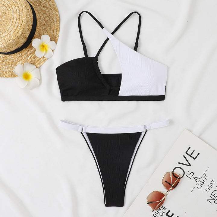 Damen Zweiteiliges Bikini-Set mit asymmetrischem Design Drune
