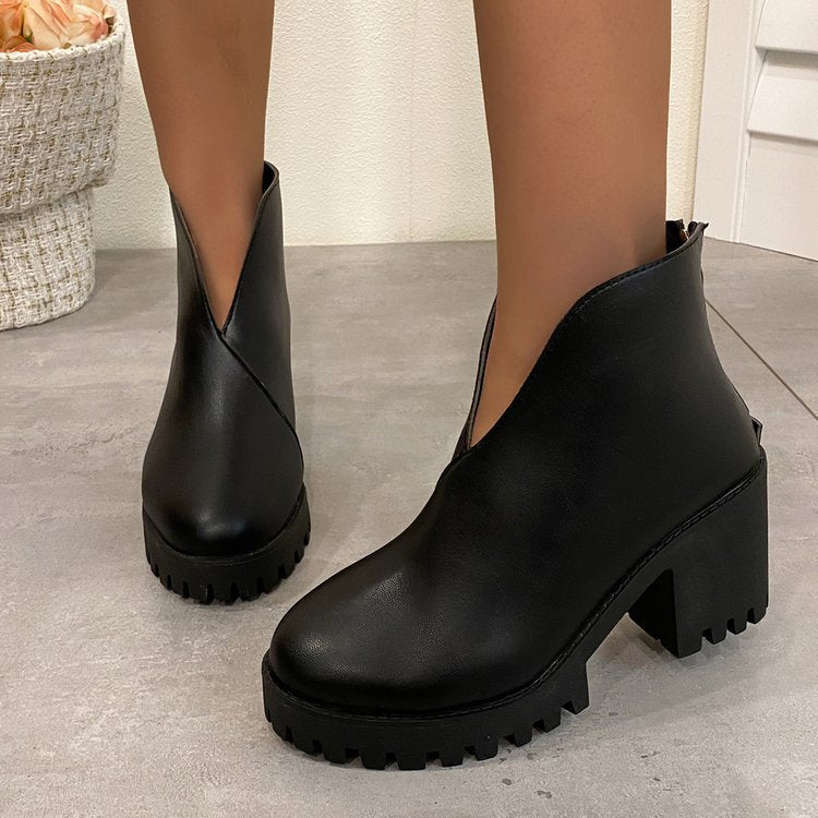 Damen Stiefeletten mit robustem Blockabsatz und rutschfester Sohle Drune