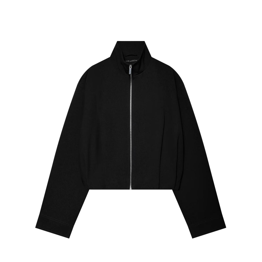 Damen Cropped Blousonjacke mit hohem Stehkragen, kastiger Silhouette und durchgehendem Metallreißverschluss Drune