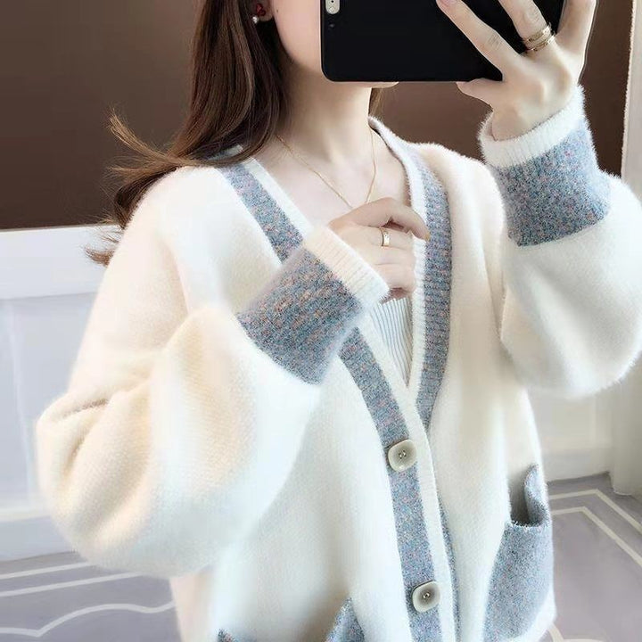Damen Strickjacke mit modischen Kontrastdetails und tiefen Taschen Drune