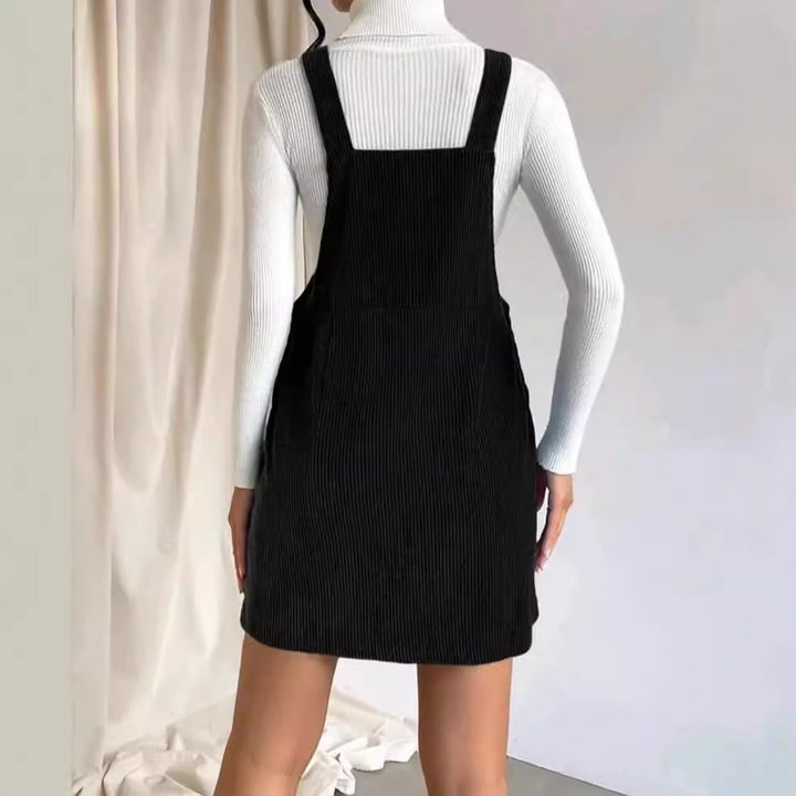 Damen Latzkleid aus Cord mit Knopfdetails Drune