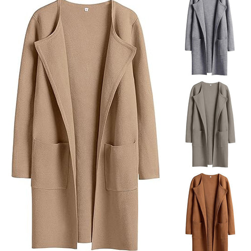 Damen Oversized Strickmantel mit offenen Fronten und praktischen Taschen Drune