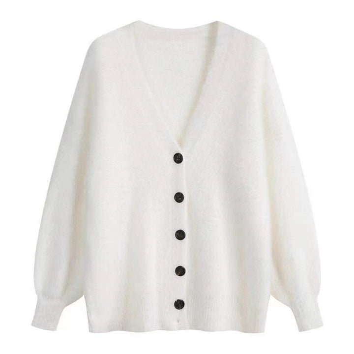 Damen Flauschige Strickjacke mit großen Knöpfen und weit geschnittenem Design Drune