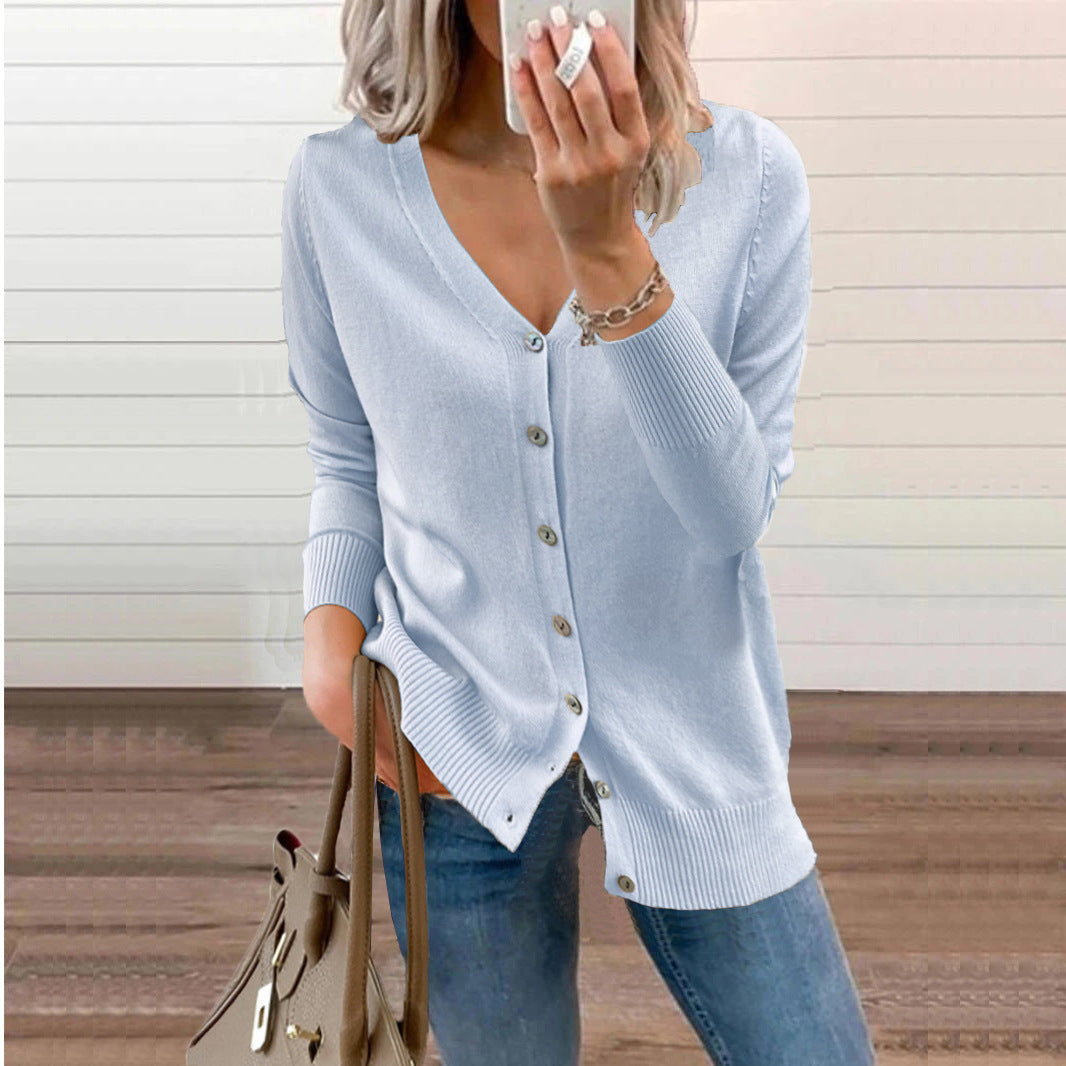 Damen Strickjacke mit V-Ausschnitt und feinen Knopfdetails Drune