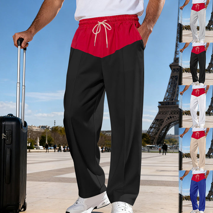 Herren Leichte Travel-Hose mit weitem Bein, kontrastierendem Tunnelzugbund und Bügelfalte Drune