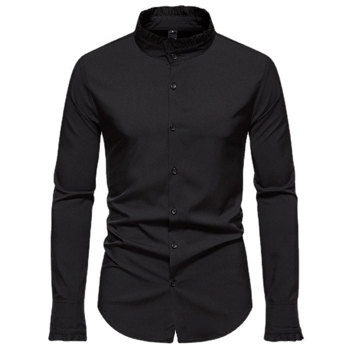 Herren Elegantes Langarmhemd mit Rüschendetails Drune