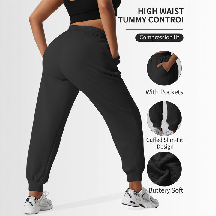 Damen High-Waist Shaping-Jogpant aus Rippfleece mit Taschen Drune