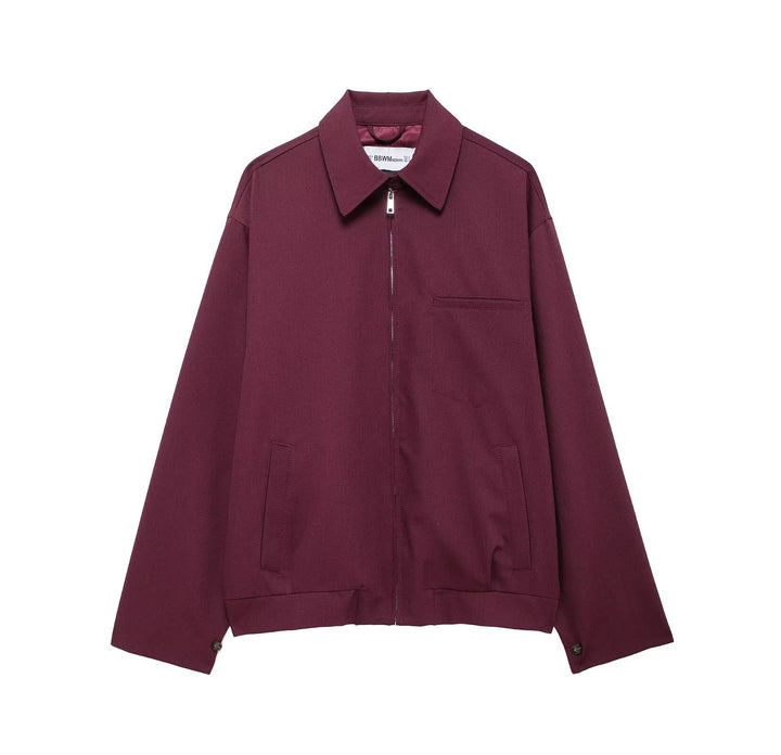 Damen Oversized Blouson mit Reißverschluss, Hemdkragen und Eingrifftaschen Drune