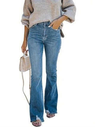 Damen Flared Jeans mit lässigem Schnitt und hohem Taillenbund Drune