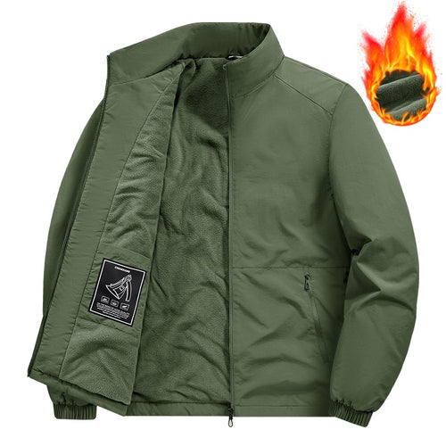 Herren Fleecegefütterte Windjacke mit Stehkragen, Thermofutter & verdeckten Reißverschlusstaschen Drune
