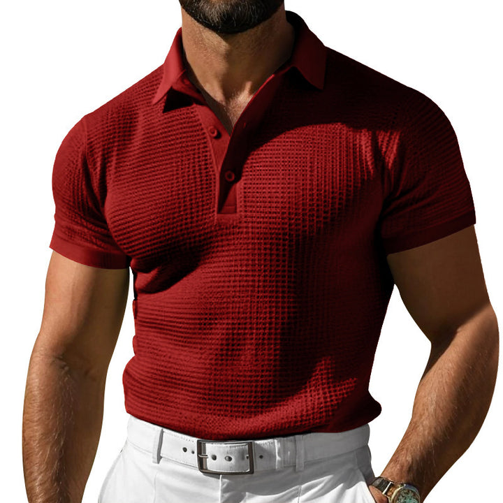 Herren nan strukturiertes Poloshirt mit Waffelpiqué und tailliertem Schnitt Drune