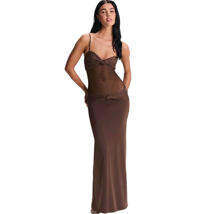 Damen Maxi Strandkleid mit raffiniertem Bustier-Design und elastischem Bund Drune