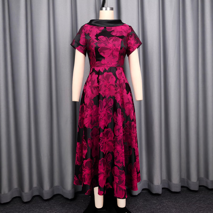 Damen Elegantes Midikleid mit floralem Design und strukturiertem Oberteil Drune