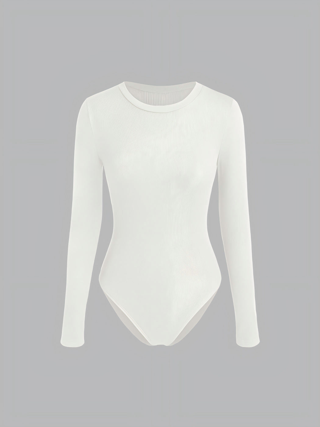 Damen Figurnahes geripptes Langarm-Basicshirt mit Rundhalsausschnitt und Stretch Drune