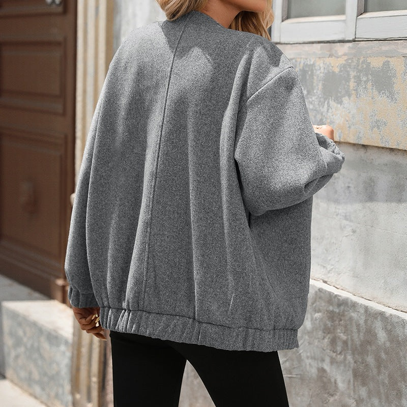 Damen Oversized Wolljacke mit Knopfdetails Drune