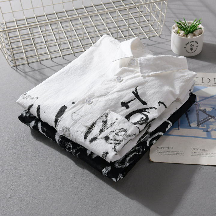 Herren Lässiges Overshirt mit grafischem Scribble-Print und Brusttasche Drune