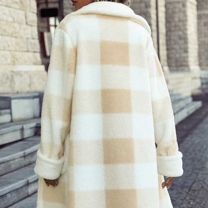 Damen Kuschelige Plüschjacke mit großen Taschen und modernen Details Drune