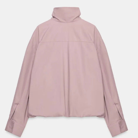 Damen Kurzblouson im Boxy‑Cut mit hohem Stehkragen, verdecktem Reißverschluss und elastischem Saum Drune