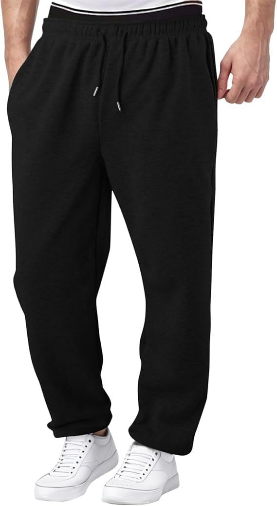 Herren nan Relaxed-Fit Sweatpants mit geradem Bein Fleece-Innenfutter und elastischem Kordelbund Drune