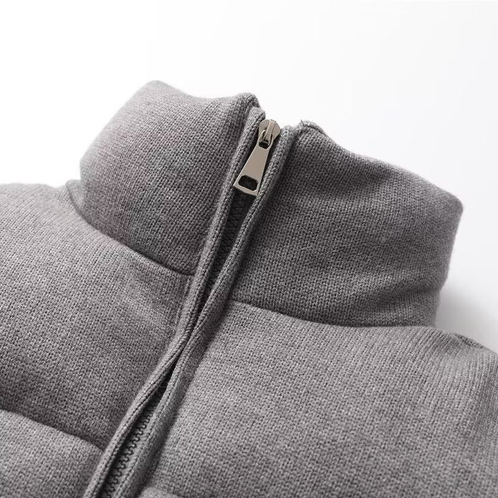 Damen Cropped wattierte Jacke mit Stehkragen und verdecktem Reißverschluss Drune