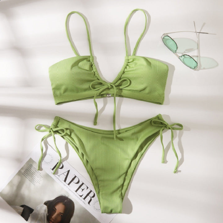 Damen Bandeau-Bikini mit doppelten Trägern und raffinierten Bindungen Drune