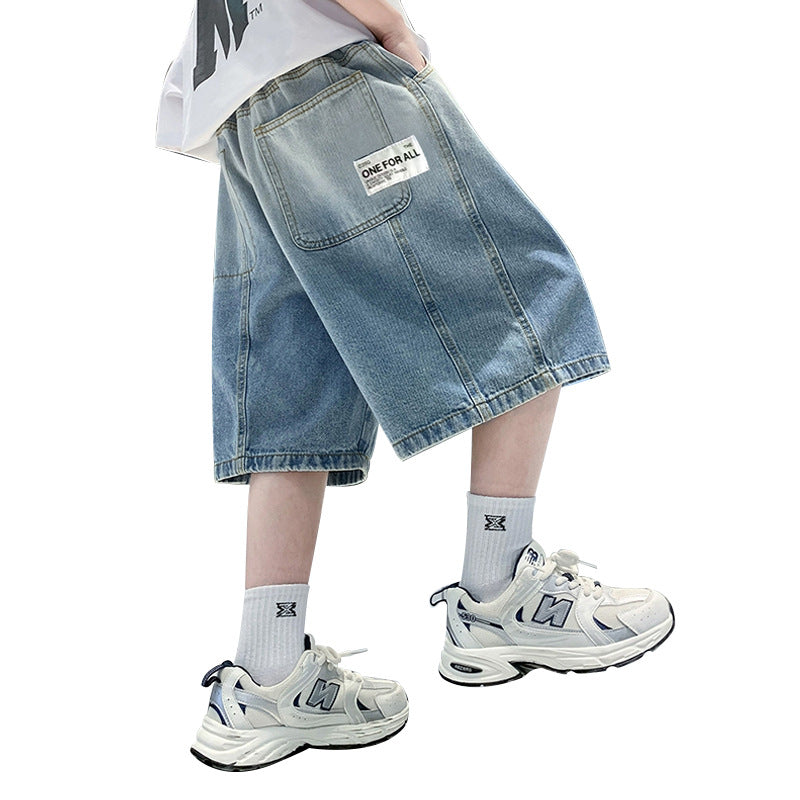 Jungen lässige Denim-Cargo-Shorts mit praktischen Taschen Drune