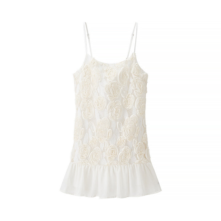 Damen Bluse mit floralem Spitzendesign und Rüschensaum Drune