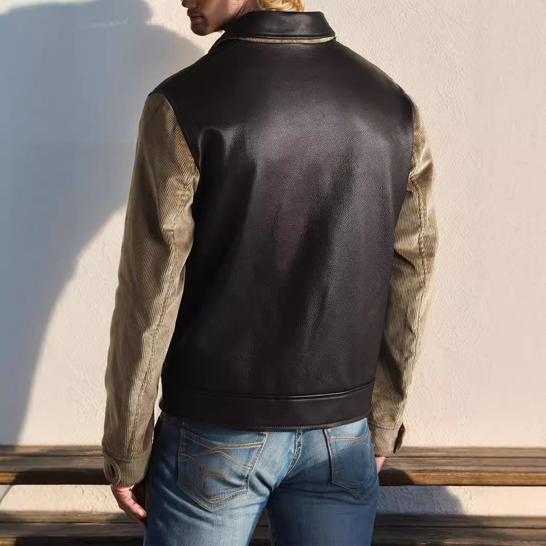 Herren modische Übergangsjacke mit Kontrastärmel und modernem Kragen Drune