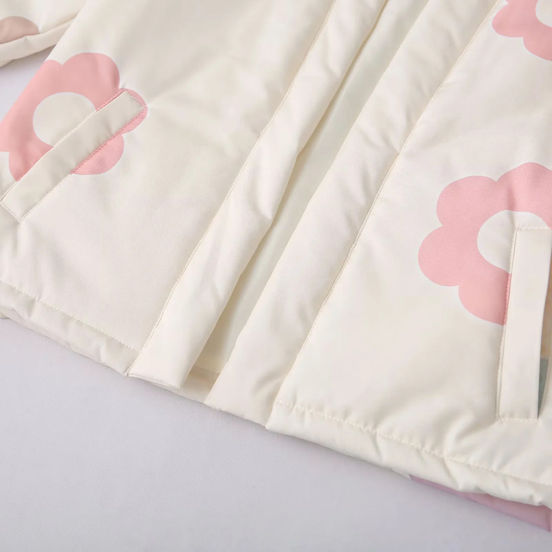 Damen nan gesteppte Kimono-Shortjacke mit wattierter Füllung und floraler Applikation Drune