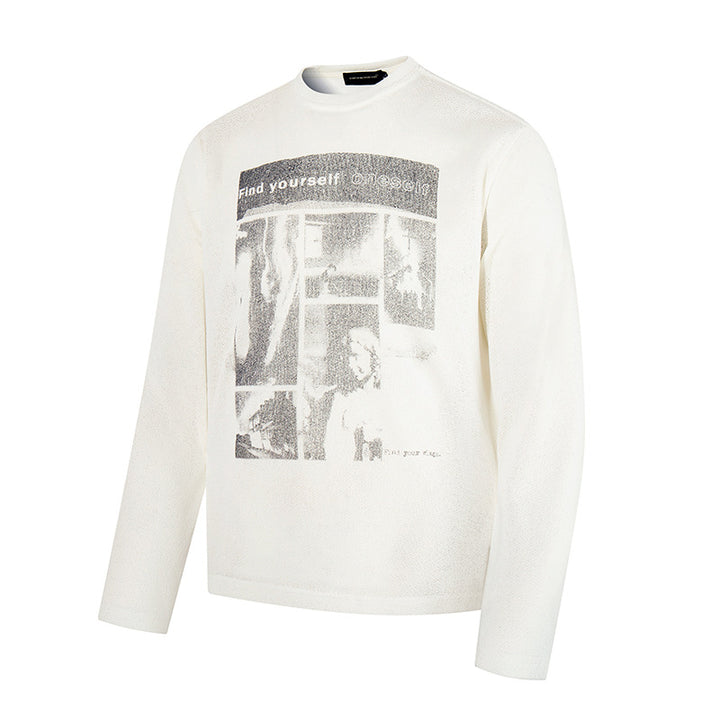 Herren Sweatshirt mit vintage Fotocollage-Print, geradem Schnitt und Rundhalsausschnitt Drune