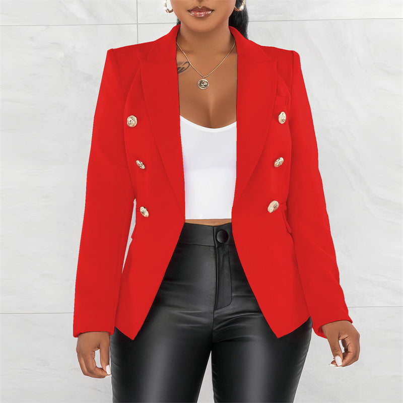 Damen Modischer Doppelt Gepknöpfter Blazer Drune