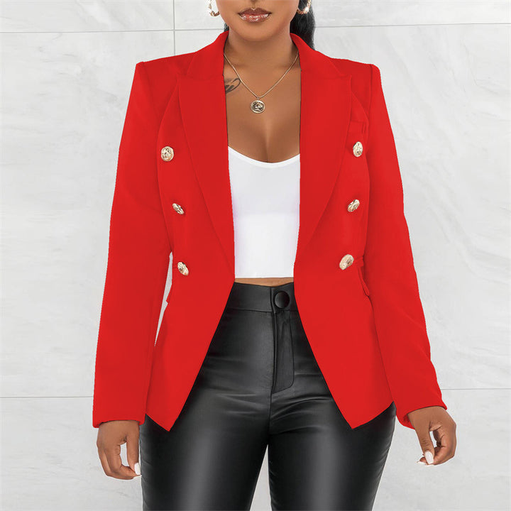 Damen Modischer Doppelt Gepknöpfter Blazer Drune