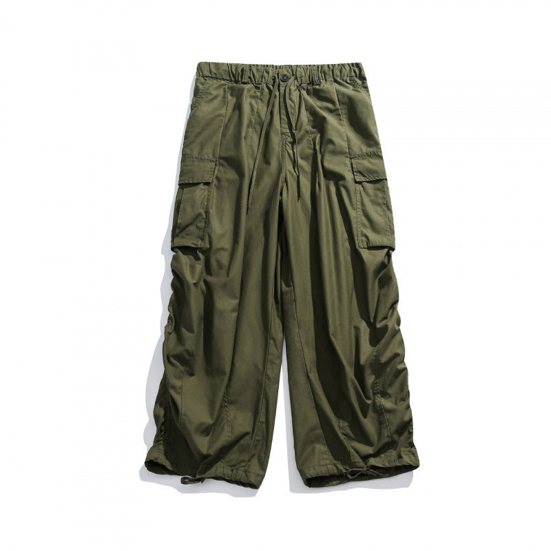 Unisex Weite Utility-Cargo-Hose mit Tunnelzugbund, Multifunktionstaschen und Saumkordel Drune
