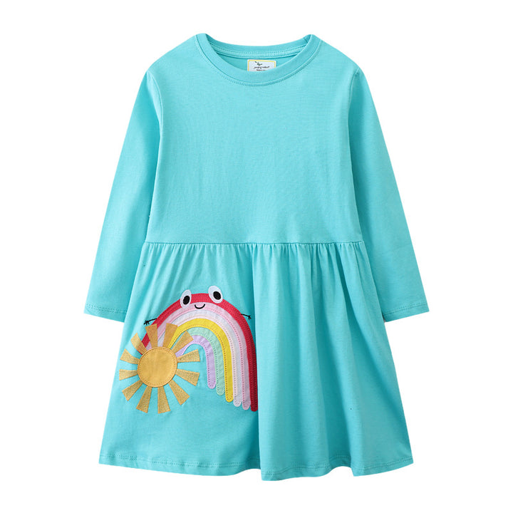 Mädchen Tüllkleid mit verspieltem Regenbogen-Motiv Drune