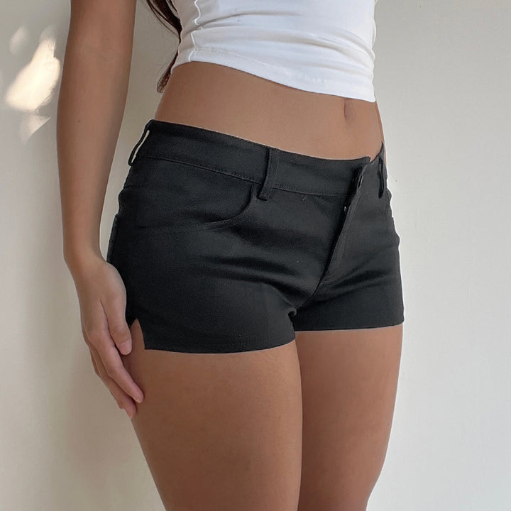 Damen trendige Shorts mit hohem Bund und elastischem Material Drune