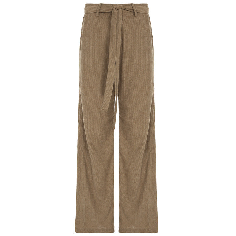 Damen Weit geschnittene Cordhose mit Taillengürtel und angenehmem Tragegefühl Drune