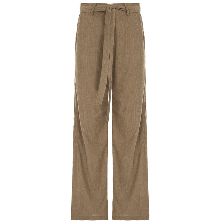 Damen Weit geschnittene Cordhose mit Taillengürtel und angenehmem Tragegefühl Drune