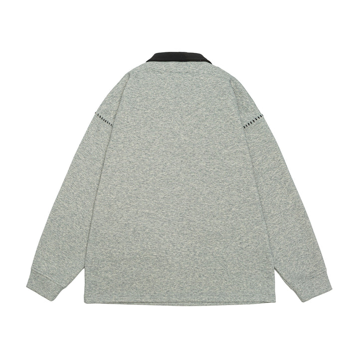 Unisex Oversize Polokragen-Sweatshirt mit Kontrastkragen und Zierperforation Drune