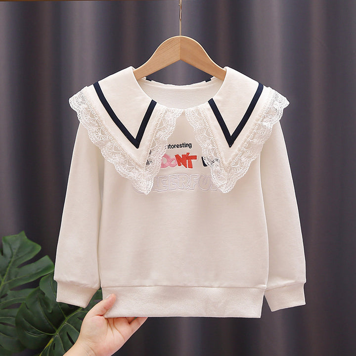 Damen Sweatshirt mit Spitzenkragen Drune