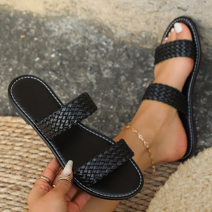 Damen Geflochtene Riemchen-Sandalen mit Komfortablem Fußbett und Rutschfester Sohle Drune