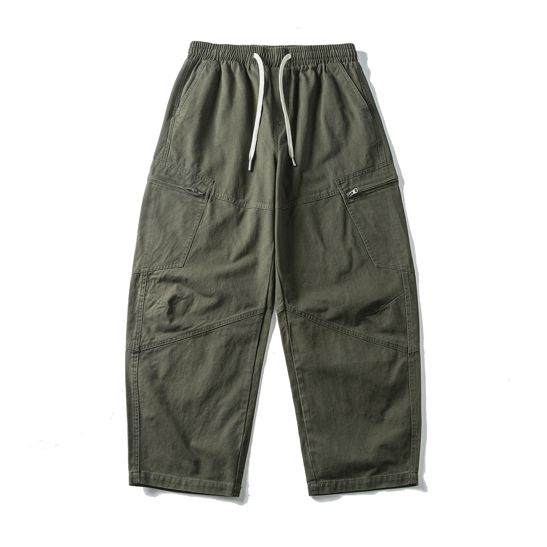 Herren Cropped Cargo-Hose mit elastischem Bund, Tunnelzug und Reißverschlusstaschen Drune