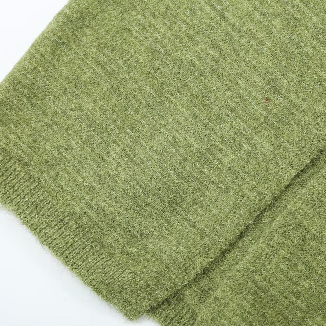 Damen Oversize Strickcardigan mit Ballonärmeln und gestreifter Einfass-Knopfleiste Drune