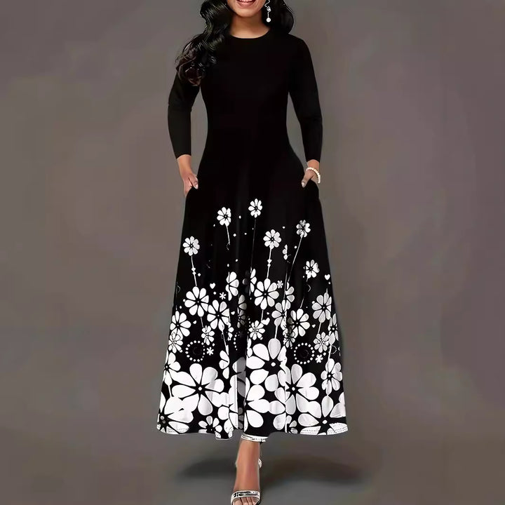 Damen Maxikleid mit floralem Design und praktischen Seitentaschen Drune
