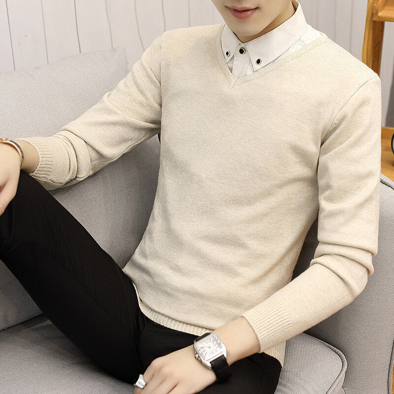 Herren eleganter V-Ausschnitt Pullover aus hochwertiger Baumwolle Drune